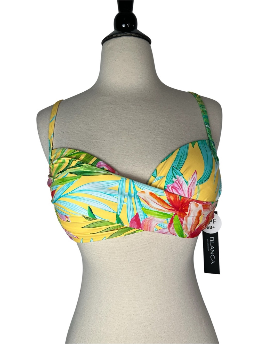 La Blanca Yellow Tropical Floral Bikini Top